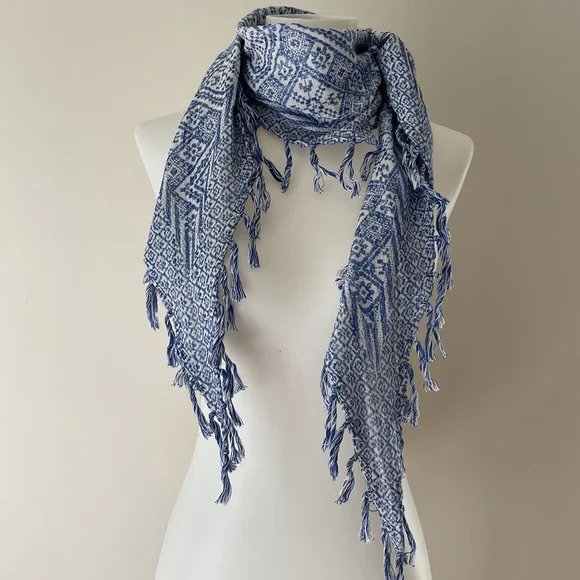 Madewell Fringe Bandana Scarf in Geometric Ikat Print - Picture 1 of 3
